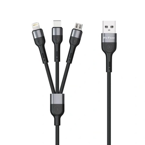  Кабел за зареждане DeTech DE-C41 3 в 1, Micro USB, Lighting, Type-C, 1m, Черен (Кабел за зареждане DeTech DE-C41 3 в 1, Micro USB)