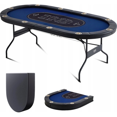 VEVOR Pokerový Stůl 214x107x76 cm Skládací Nerezový Domácí pro 10 Hráčů