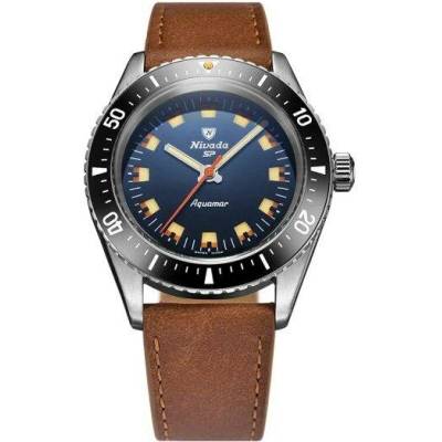Nivada Grenchen Aquamar Blue - Brown Leather