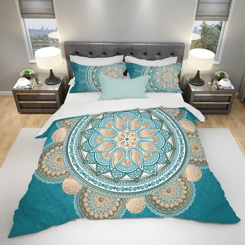 Image 1 of Ръчно изработен комплект спално бельо от синьо злато Boho