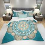  Ръчно изработен комплект спално бельо от синьо злато Boho