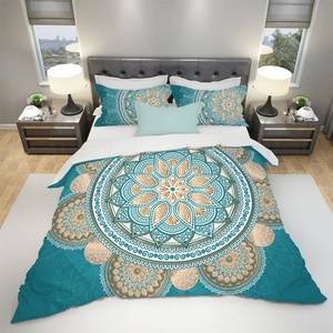  Ръчно изработен комплект спално бельо от синьо злато Boho