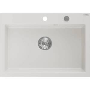 Mexen Elix кухненска мивка от гранит с 1 камера 700 x 500 mm, бяла, сифон хром - 6526701005-20 (6526701005-20) Мивка за вграждане