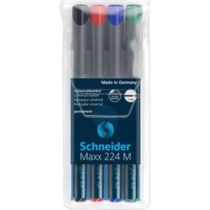 Schneider Комплект маркери за алкохол, OHP, 1 мм, SCHNEIDER "Maxx 224 M", 4 различни цвята 1208 (1208)