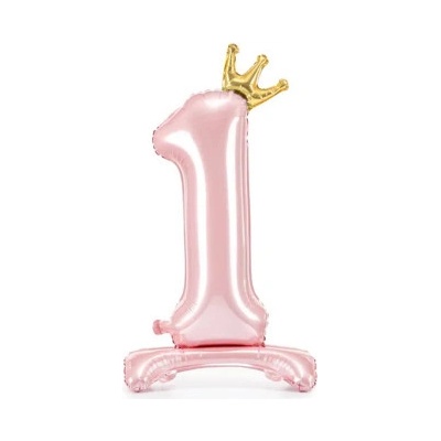 Albi Balónek fóliový Stojící číslo s korunkou růžová 84 cm Číslice 1