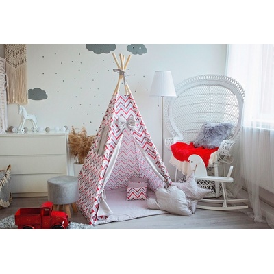 BabyTýpka Dětské teepee Cikcak red grey