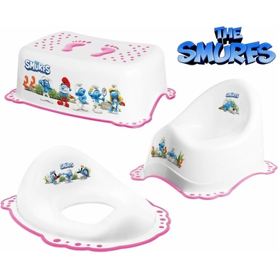 Maltex Nočník s protiskluzem The Smurfs - bílá/růžová