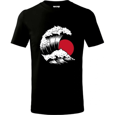Japan culture vlna Tričko dětské bavlněné Černá