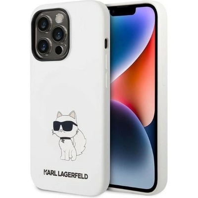 KARL LAGERFELD Кейс Karl Lagerfeld KLHCP14LSNCHBCH за iPhone 14 Pro 6.1", твърд, бял / бял, Silicone Choupette (3666339086787)