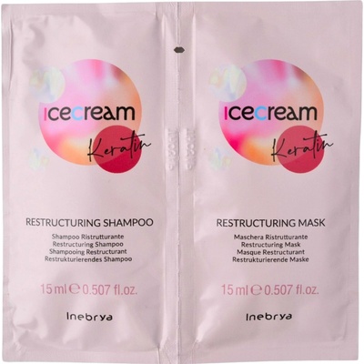 Inebrya Ice Cream Keratin Restructuring Shampoo 15 ml + Restructuring Mask 15 ml