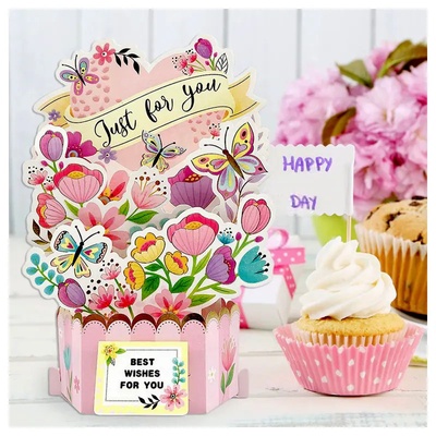 Луксозна 3d картичка на поставка - Букет Цветя (К86295-1)