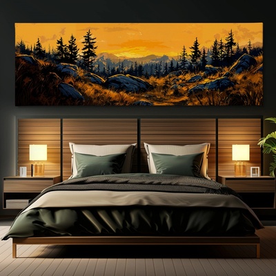 Obraz na plátně - Teplé lesní seance FeelHappy.cz Velikost obrazu (šířka x výška): 120 x 40 cm