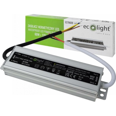 ECOLIGHT Hermetický napájecí zdroj - 12V - 5A - 60W EC79609