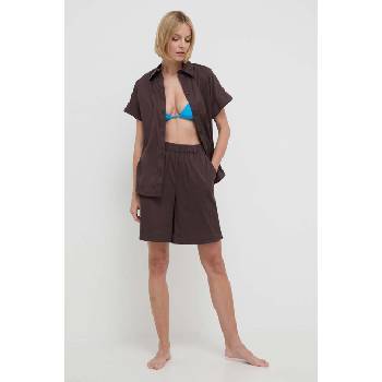 Max Mara Beachwear Плажна риза Max Mara Beachwear дамска в кафяво със стандартна кройка с класическа яка 2416111019600 (2416111019600)