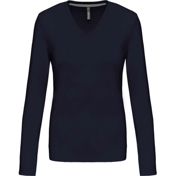 Kariban v-neck k382 / Дамска тениска с дълъг ръкав - тъмносиня s (20k38200301)