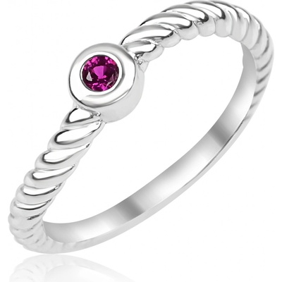 Meucci Stříbrný prsten s růžovým zirkonem SR181
