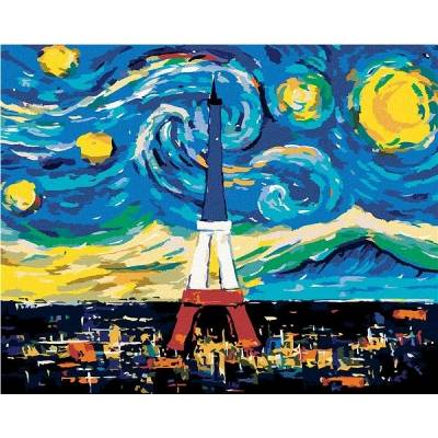 Zuty Malování podle čísel Eiffelova věž podle Vincenta van Gogha 80 x 100 cm vypnuté plátno na rám