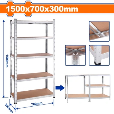 Стелаж WADFOW, 700 x 300 x 1500 мм, 5 рафта (WF WTS1A73)