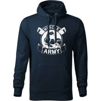 DRAGOWA мъжки суитшърт с качулка Muscle Army Original, тъмносин, 320г/м2 (5759)