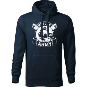 DRAGOWA мъжки суитшърт с качулка Muscle Army Original, тъмносин, 320г/м2 (5759)