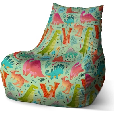Sablio sedací vak Bean Dinosaury v tráve 100 x 90 x 45 cm