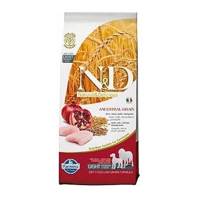 N&D Ancestral Grain Dog Light Medium & Maxi Chicken & Pomegranate 3 x 12 kg