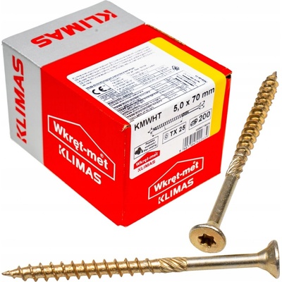 Klimas Wkret-Met TX 5x70mm - 200 ks - Skrutky / Vruty do dreva so zapustenou hlavou, WKCS