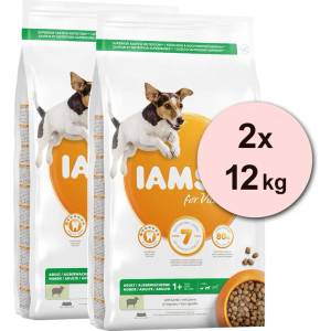 Iams кучешка храна за възрастни малки и средни породи, агнешко 2 x 12 кг