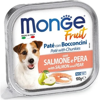 Gemon MONGE Gemon FRUIT PATÉ & CHUNKIES SALMON & PEAR - ПАСТЕТ И ХАПКИ СЪС СЬОМГА И КРУШИ, 100 гр