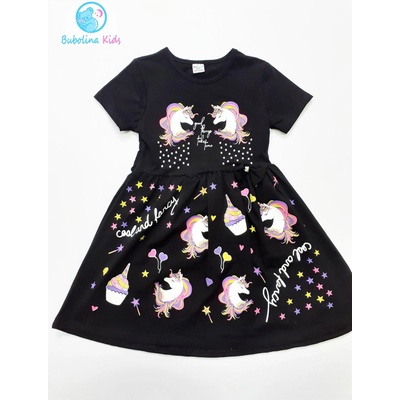 Myrat Baby Детска рокля с еднорог, черна