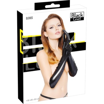 Black Level - лъскави лакови ръкавици (черни) - XL