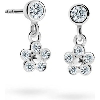 Danfil dětské náušnice kytičky C2744 z bílého zlata s kamínky White zapínání puzeta