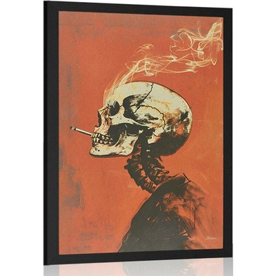 Plakát japandi kostlivec s cigaretou - 40x60 black