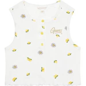 GUESS Къс топ за момиче в бял цвят с лимони Guess