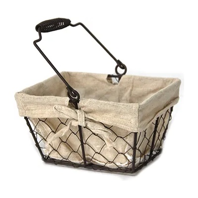 Jin bo yang Правоъгълен панер метал/текстил с метална дръжка 24x19, 5x13, 5cm (W1018-L) (0120110)