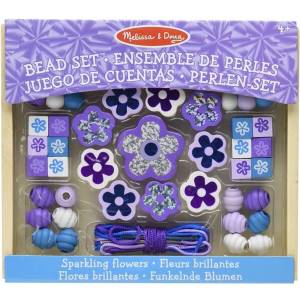 Melissa & Doug - Комплект за нанизване с дървени мъниста - Искрящи цветя - bebetabg