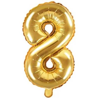 Party Deco Фолиев Балон Цифра, Златно, 35см - 8 (fb10m-8-019)