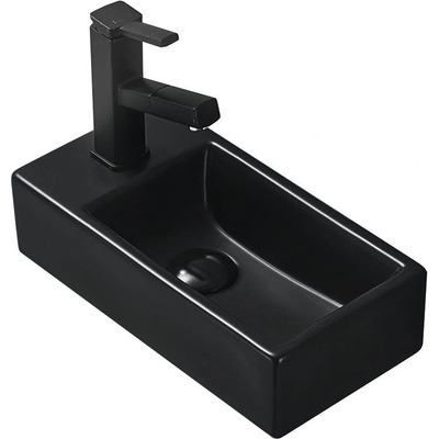 Mexen Inez дясна правоъгълна мивка 40 x 20 см, черен мат - 21484085R (21484085R)