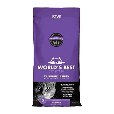 World's Best Cat Litter World's Best Cat Lavender Scented Multiple cat litter - Най добрата котешка тоалетна за Вашият дом с аромат на лавандула, биоразградима 3.18 кг