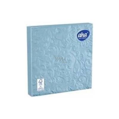 Aha papírové ubrousky 3V 15ks Ražené světle modré 33x33cm
