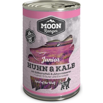 Moon Ranger Junior kuřecí a telecí se sladkými bramborami a rybízem 12 x 400 g