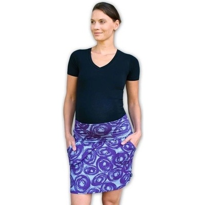 Simona těhotenská sukně s kapsami fialová vzorovaná
