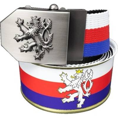 Opasek s českým lvem textilní trikolora