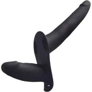 Toyz 4 Lovers Двоен пенис колан от Медицински силикон "deb black" 14.5 см