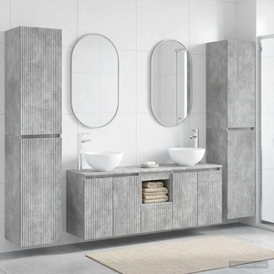 vidaXL Комплект мебели за баня 5 бр. Бетонно сиво 33 x 34, 5 x 160 см (3406026)