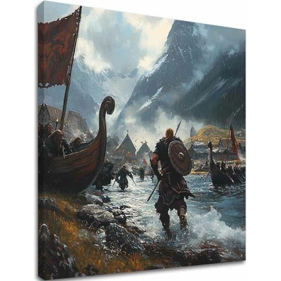 Obraz na plátne Vikingovia na Mori - Historický Obraz - 100x100 cm
