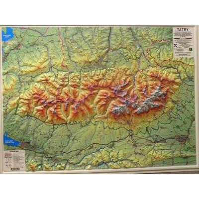 Tatry - plastická mapa 100 x 75 cm v dřevěném rámu