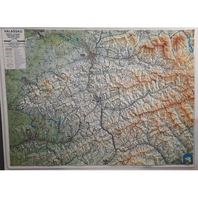 Valašsko - plastická mapa 100 x 75 cm v dřevěném rámu