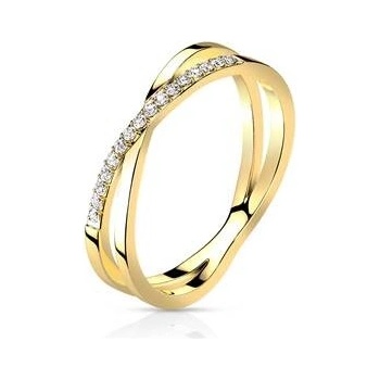 Šperky4U Ocelový prsten překřížený OPR1864GD