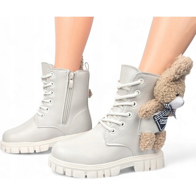 Dívčí zateplené kozačky kotníkové boty sněhule šněrovací králík zip